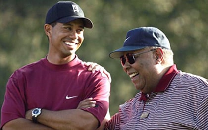 Tiger Woods with personal training coach Earl Woods